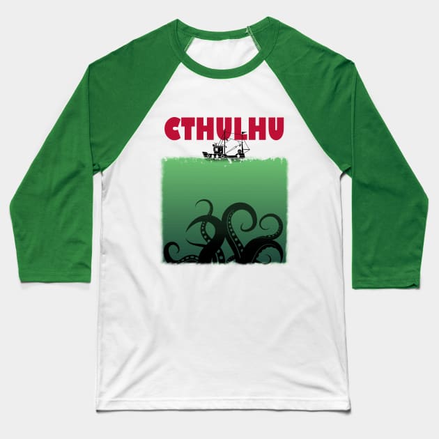 Cthulhu Jaws Baseball T-Shirt by Manoss